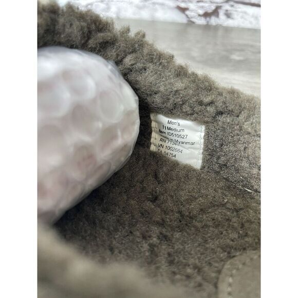 L.L. Bean Ash Gray Suede Fur Lined Mountain Moccasin Winter Slippers Men Sz 11M - Picture 7 of 16